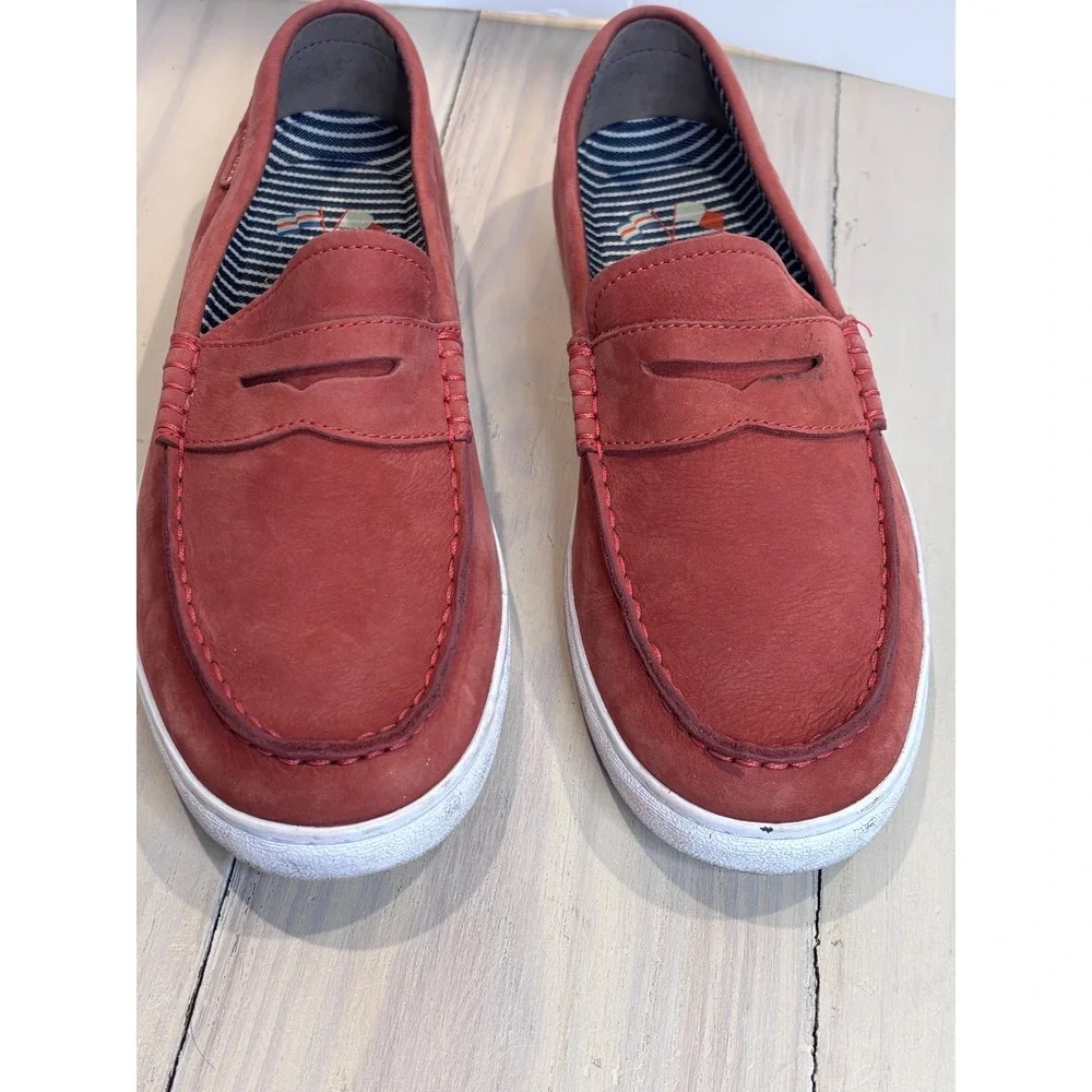 Cole Haan Nantucket Penny Loafer Mens 9.5M Red Suede Slip On Shoes C27523‎